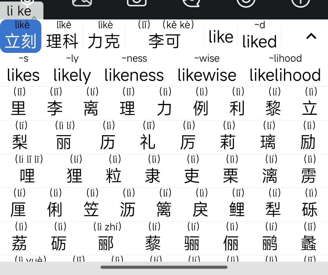 优先对应中文整词，其次英文词汇，最后单字